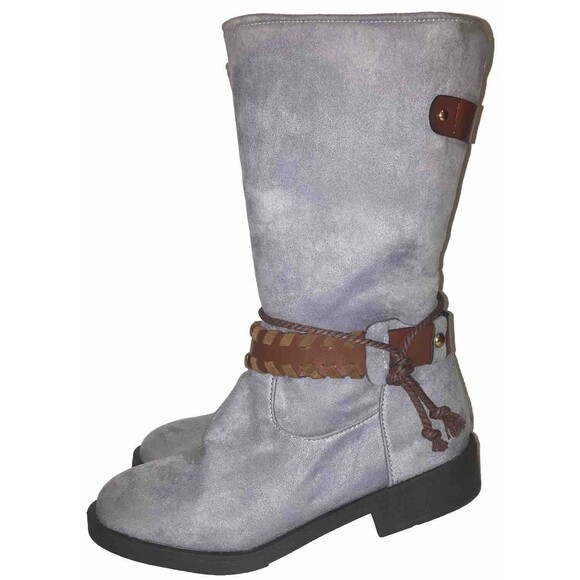 Ahongm Fashion Womens Lt Blue Faux Leather Cowgirl Boots Sz US 8.5 EU 39 Western - Picture 5 of 11